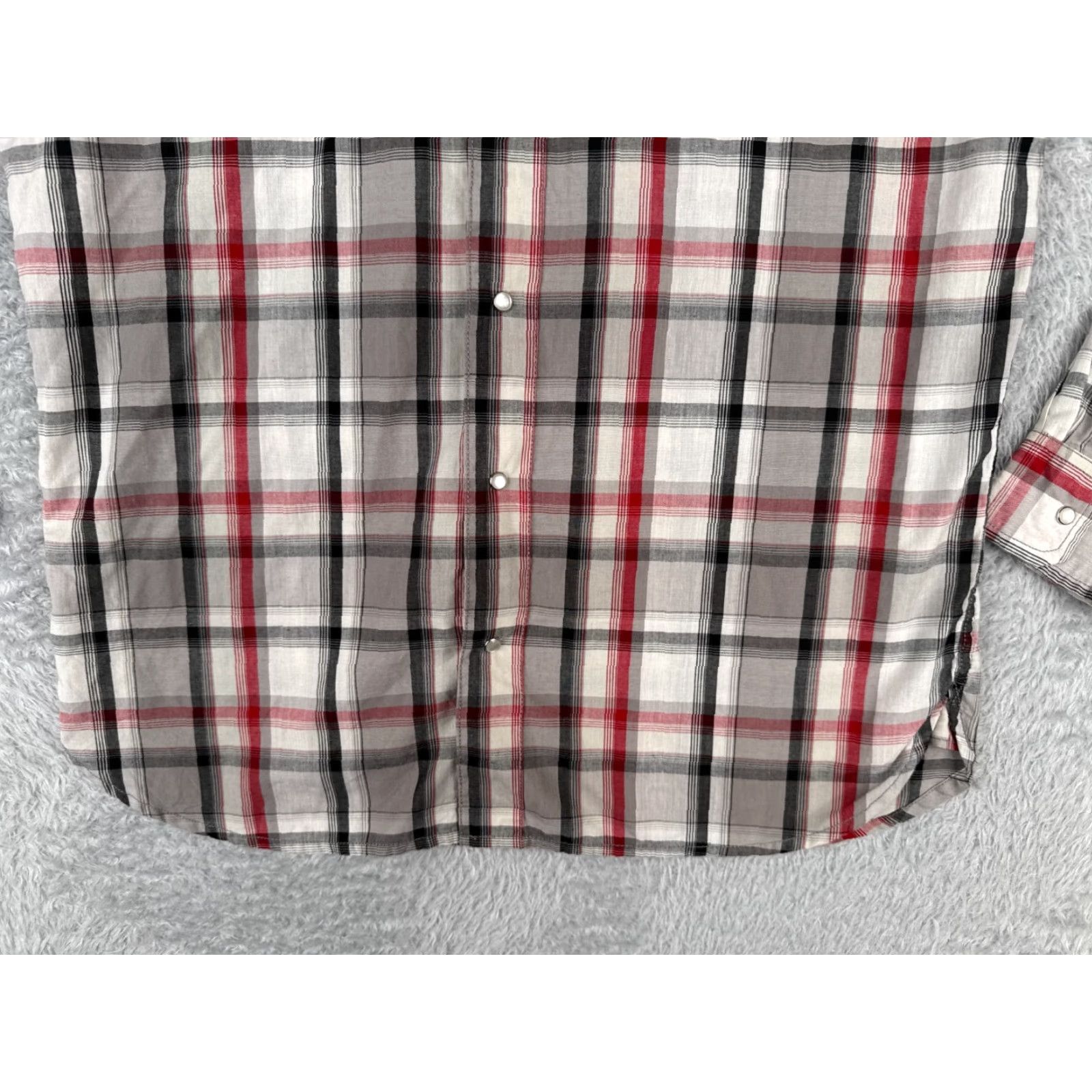 Levi's VINTAGE Levis Shirt Mens Small Gray Red Plaid Solid Pearl Snap Long Sleeve Cotton READ Size US S / EU 44-46 / 1 - 5 Thumbnail