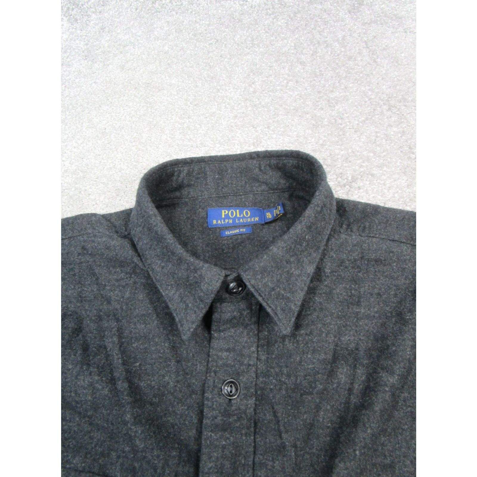 Polo Ralph Lauren Polo Ralph Lauren Shirt Mens XL Gray Button-Up Knit Subtle Solid Collared Long Sleeve Button-Down Classic All Seasons Mens Size US XL / EU 56 / 4 - 2 Thumbnail