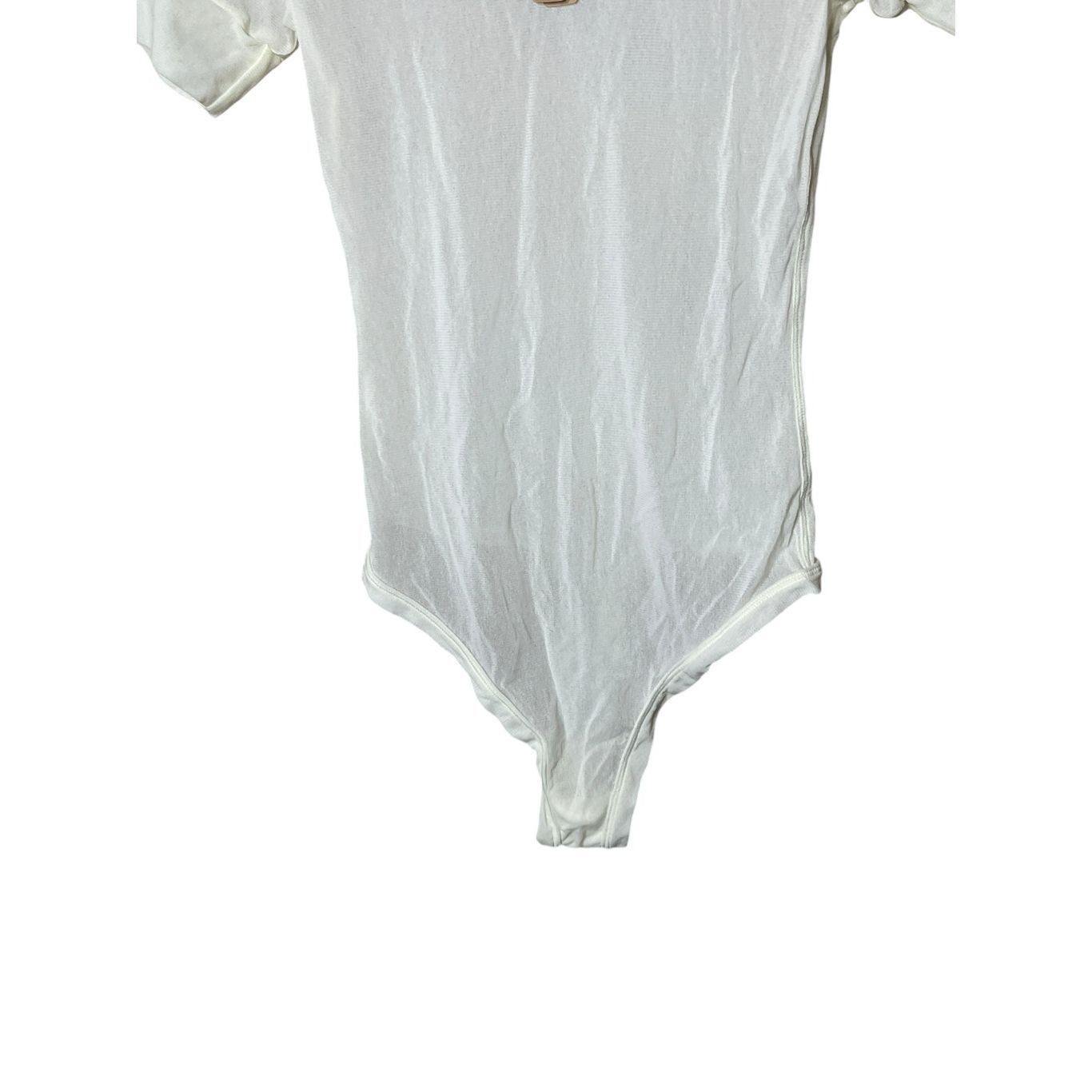 SKIMS SKIMS Mesh T-Shirt Bodysuit In Bone Women’s Sheer Top Size M Size M / US 6-8 / IT 42-44 - 3 Thumbnail