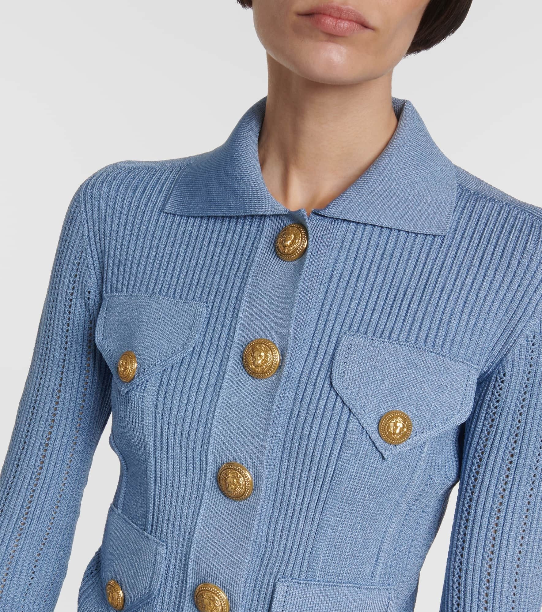 Balmain o1s1wg110825 Embellished Cardigan in Blue Size S / US 4 / IT 40 - 4 Thumbnail