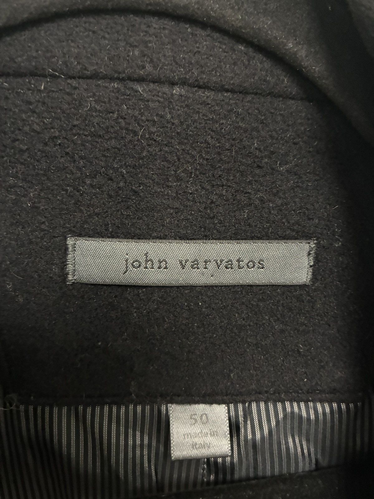 John Varvatos Black leather collar peacoat jacket EU 50 USA 40 Size US M / EU 48-50 / 2 - 3 Thumbnail