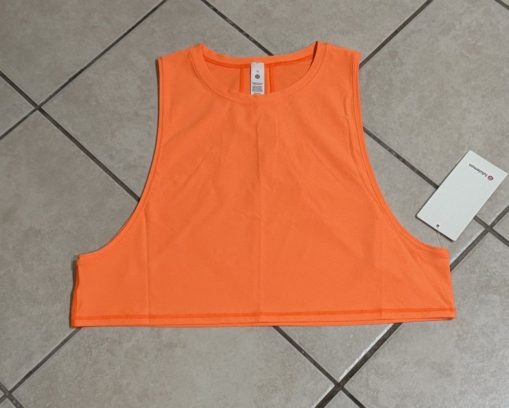 Lululemon LULULEMON MUSCLE LOVE CROP TANK TOUGH HIGHLIGHT ORANGE SZ 10 Size L / US 10 / IT 46 - 7 Thumbnail