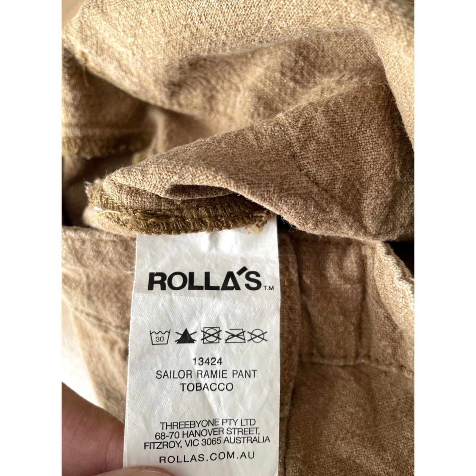 Rolla's Rolla's Ramie Pants Womens Size 26x27 Wide-Leg High Rise Brown Boho Retro Size 27" / US 4 / IT 40 - 4 Thumbnail