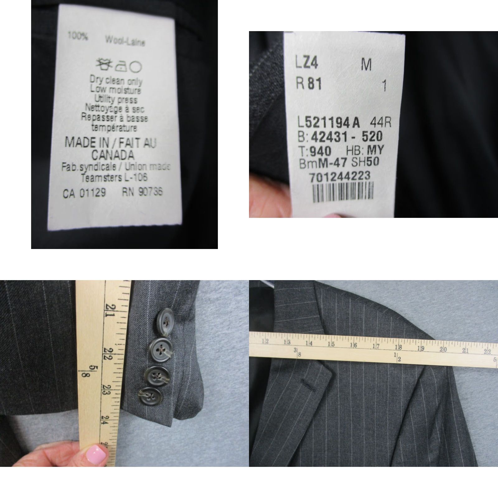 Ralph Lauren Lauren Ralph Lauren Blazer Men 44R Pure Wool Gray Pinstripe Sport Coat Jacket Size 44R - 8 Thumbnail