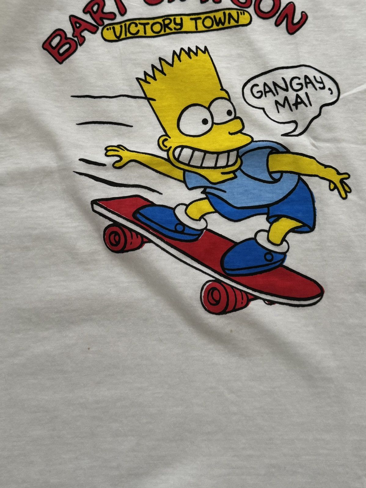 Vintage Vintage The Simpsons Bart Skateboarding Bootleg Tee White Size US M / EU 48-50 / 2 - 13 Thumbnail