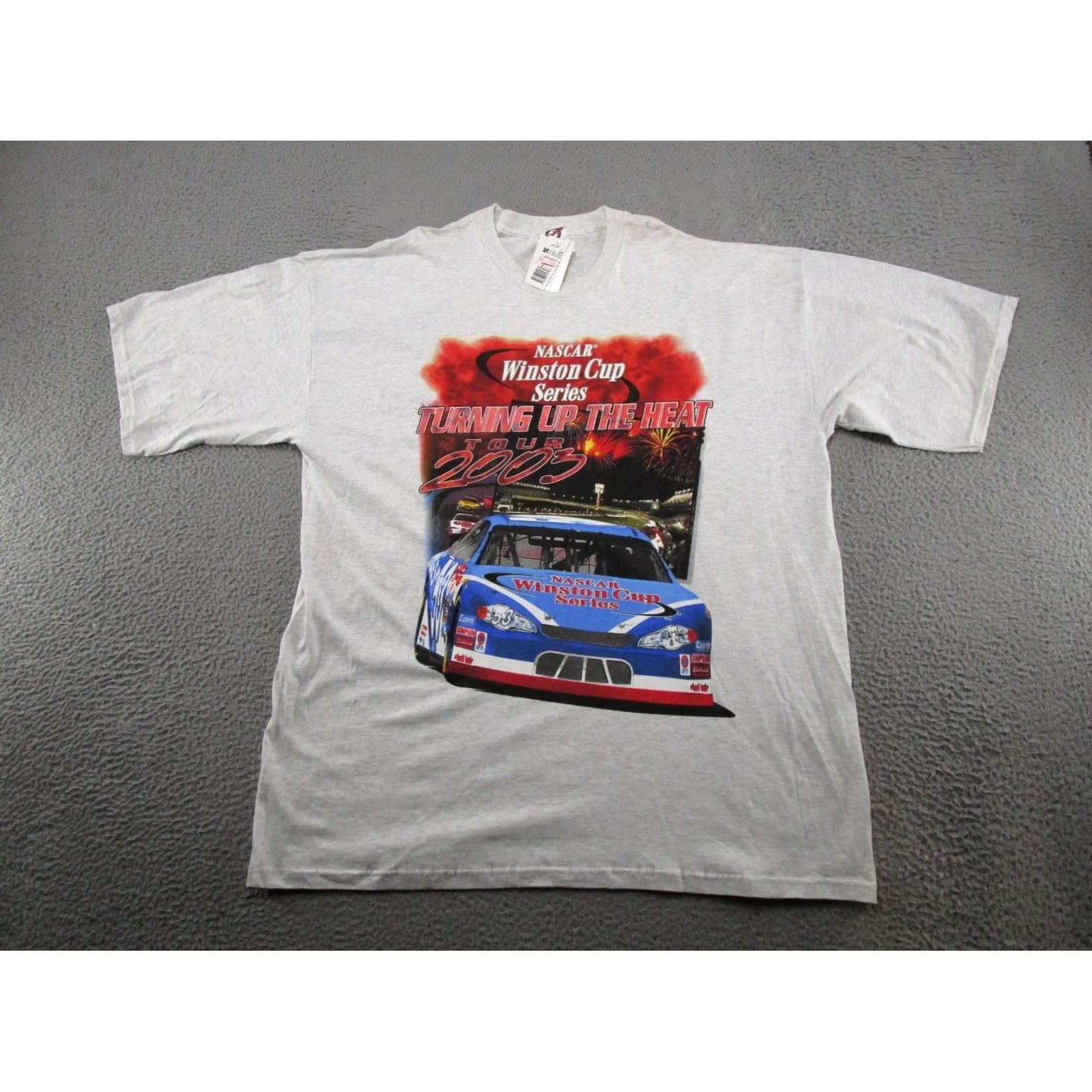 Vintage VTG Winston Cup NASCAR Turning Up The Heat Tour 2003 T Shirt 3XL NEW READ White Checkered Flag Gildan 5000 Mens Short Sleeve Cotton T-Shirt Size US XXL / EU 58 / 5 - 2 Thumbnail