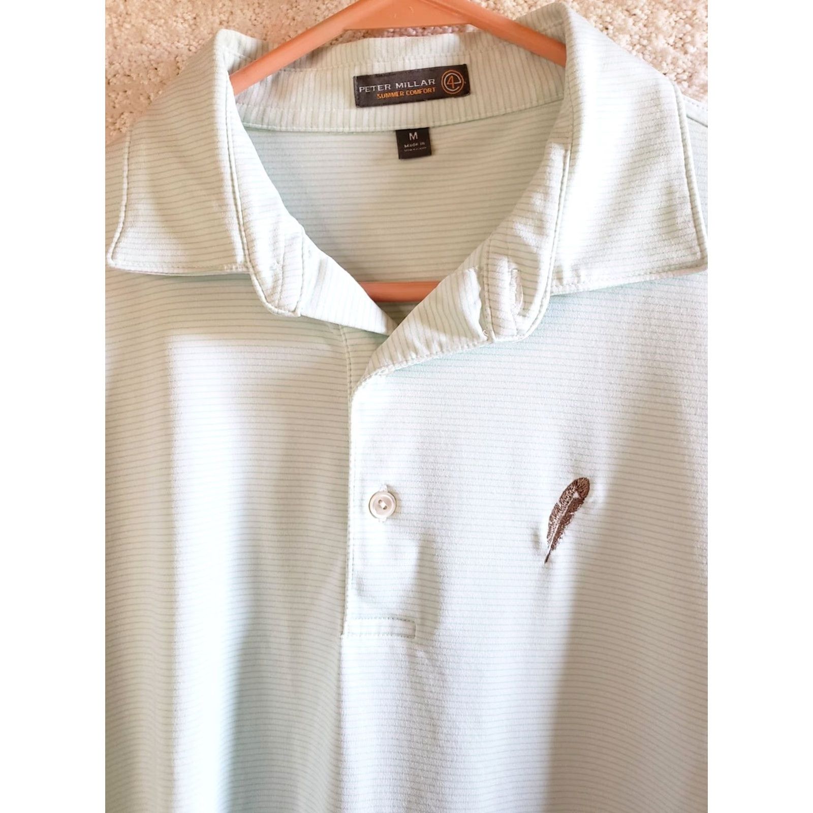 Peter Millar Peter Millar Summer Comfort Shirt Men's M Mint Striped Golf Wicking Polyester Shirt Size US M / EU 48-50 / 2 - 4 Thumbnail
