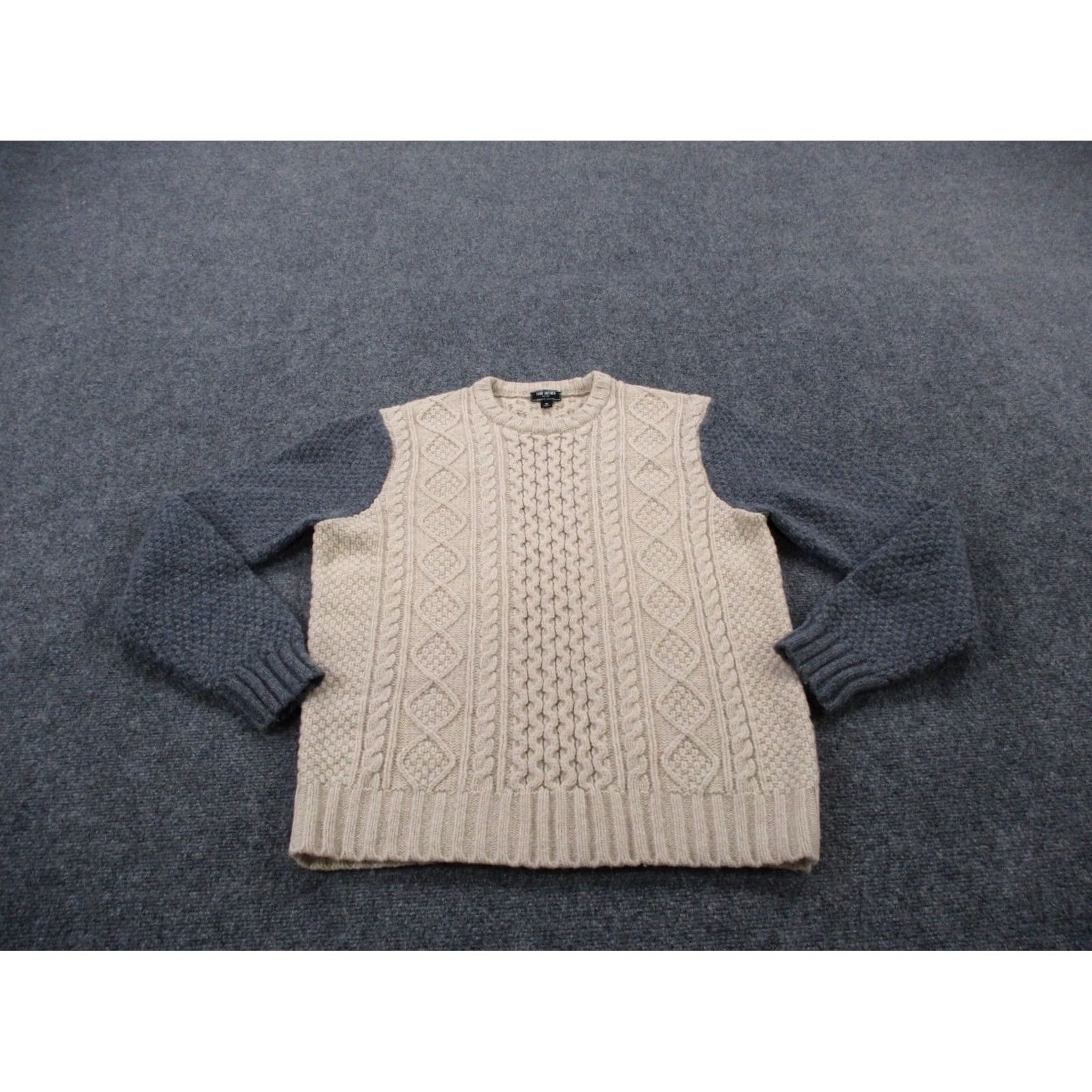 Todd Snyder Todd Snyder Sweater Mens M Beige Gray Lambs Wool Cable Knit Pullover Size US M / EU 48-50 / 2 - 2 Thumbnail