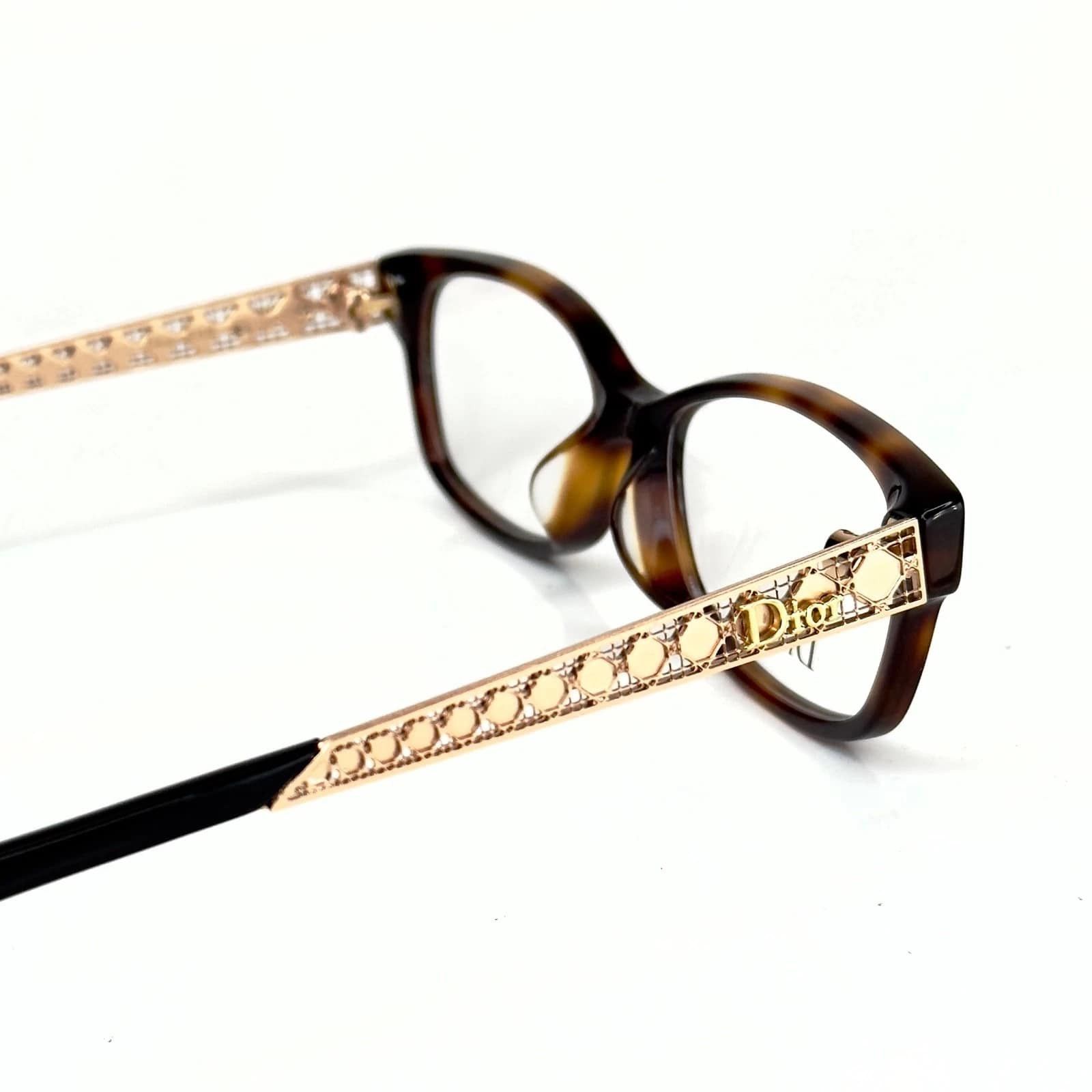 Christian Dior Monsieur CHRISTIAN DIOR DIORAMA O2F Gold Brown CANNAGE Eyeglasses Size ONE SIZE - 3 Thumbnail
