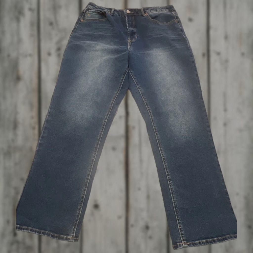 Frye FRYE Jeans Women’s 14 / 32 Blue Stretch Cowgirl Faded Western 5-Pocket Denim Jeans Womens Regular Stretch Size 36" / US 14 / IT 50 - 1 Thumbnail