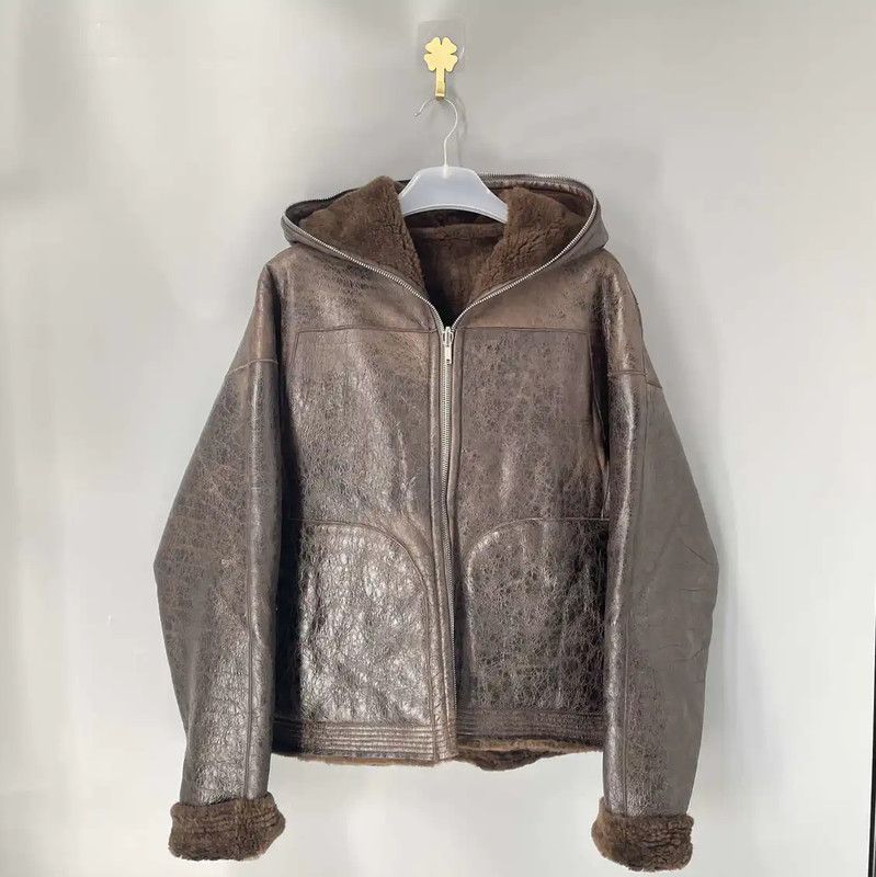 Rick Owens Rick Owens Brown Shearling Zip-Up Jacket 0089 Size US M / EU 48-50 / 2 - 1 Thumbnail