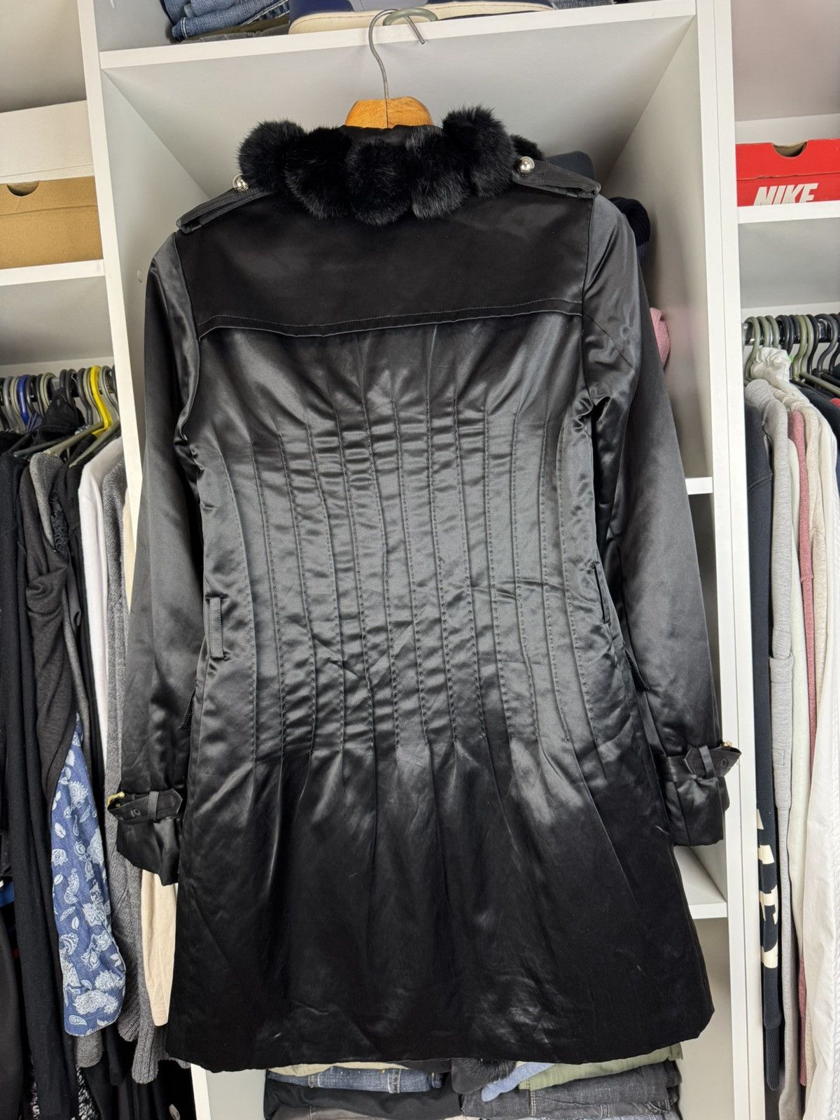 Roberto Cavalli Class Roberto Cavalli Women’s Black Coat with Fur Trim Size M / US 6-8 / IT 42-44 - 12 Thumbnail