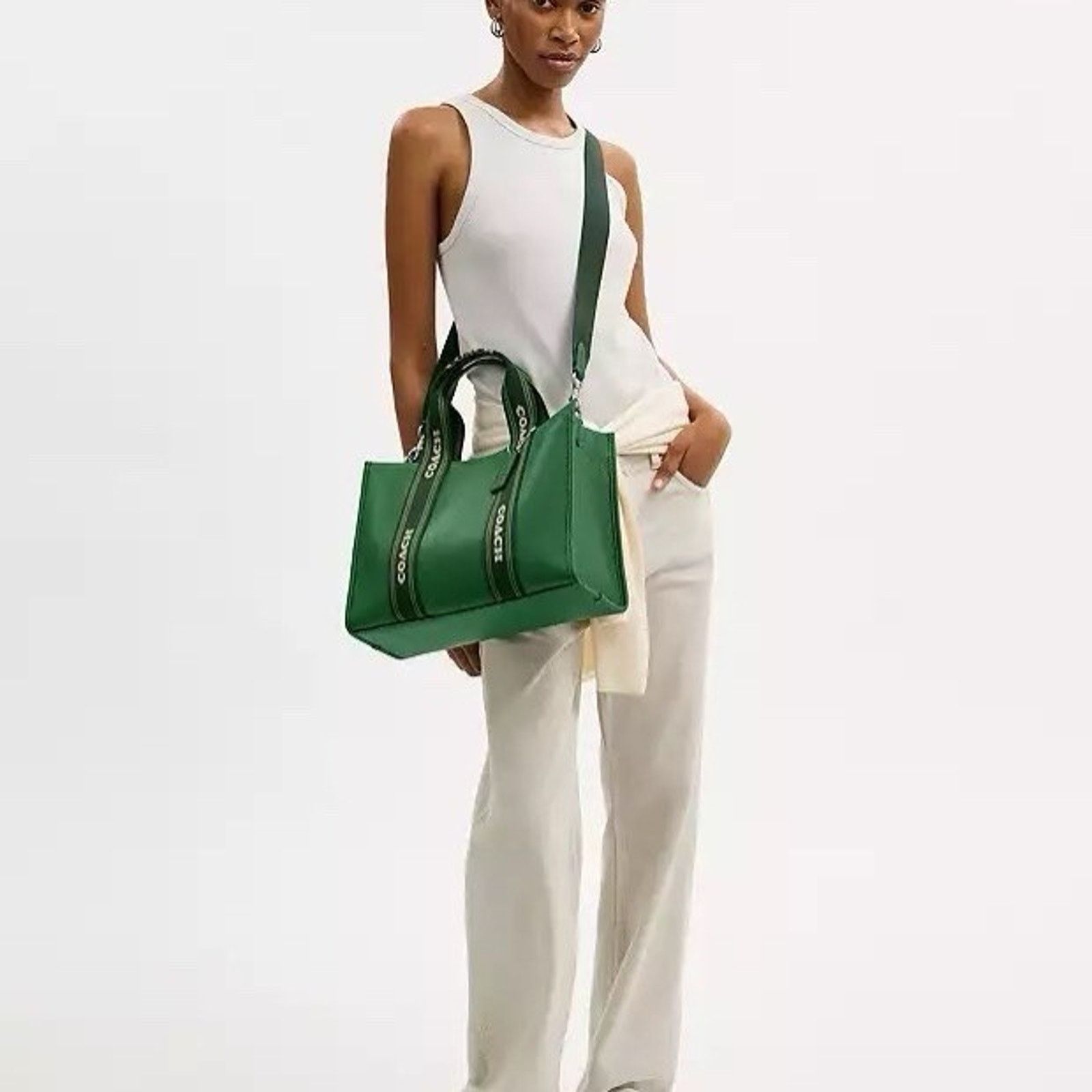 Coach NWT Coach CBM10 Smith Tote Bag Pebble Leather Webbing Kelly Size ONE SIZE - 4 Thumbnail