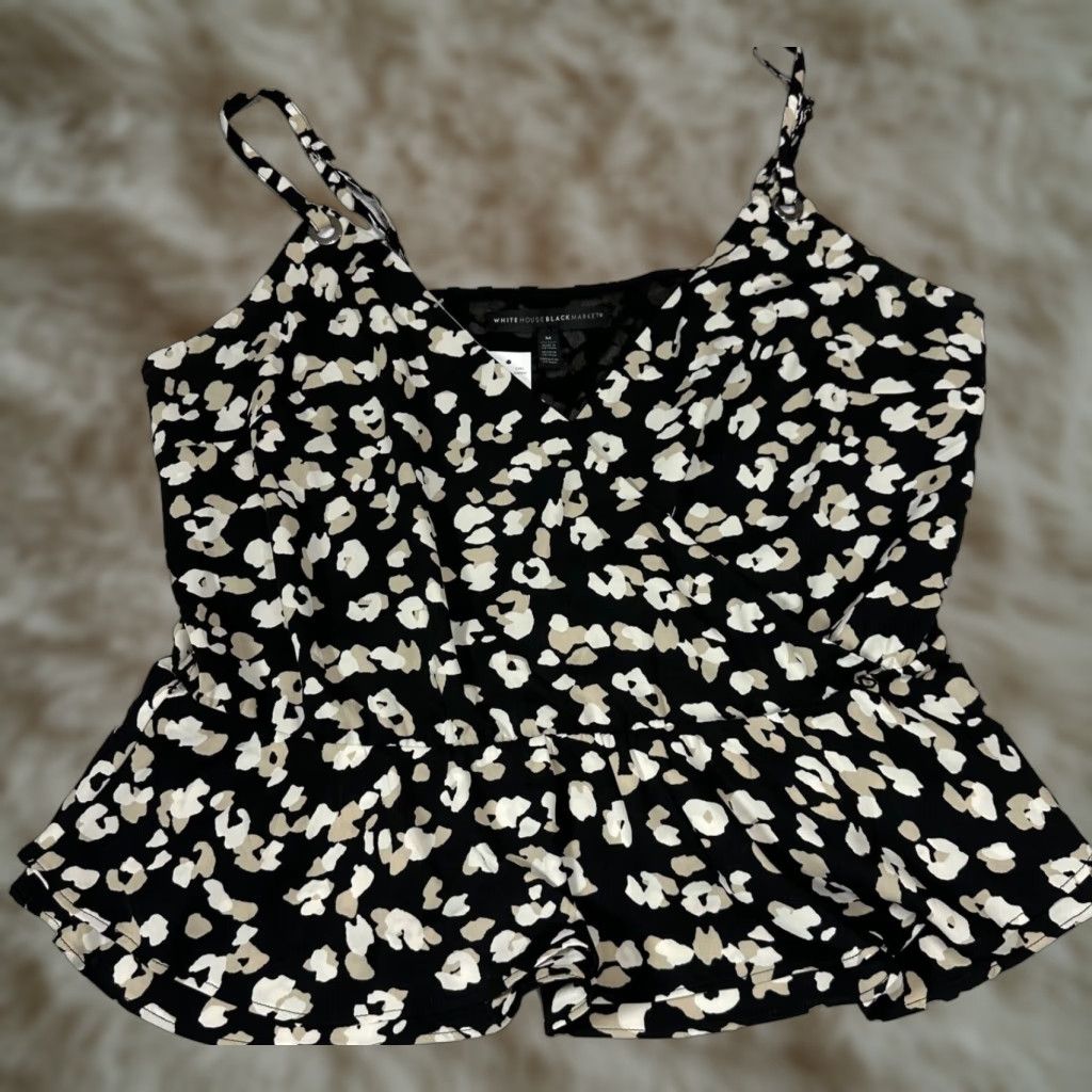 White House Black Market White House Black Market Camisole Tank M Womens Animal Print Shirt Color Black SL Surplie Tie Cami Top Confetti Print Size M / US 6-8 / IT 42-44 - 1 Thumbnail
