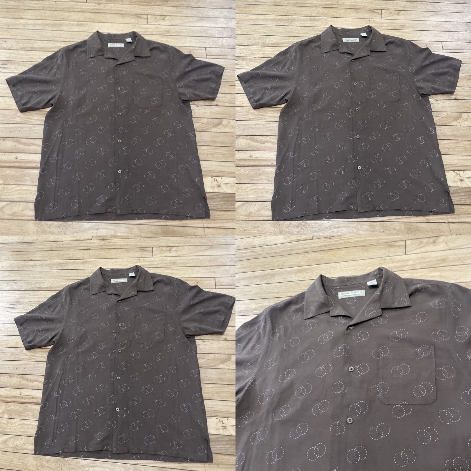 Vintage VINTAGE Island Republic Silk Button Shirt Men XL Relaxed Brown Western Geometry Circles Button-Up Collared Short Sleeve Western Theme Mens Size US XL / EU 56 / 4 - 9 Thumbnail