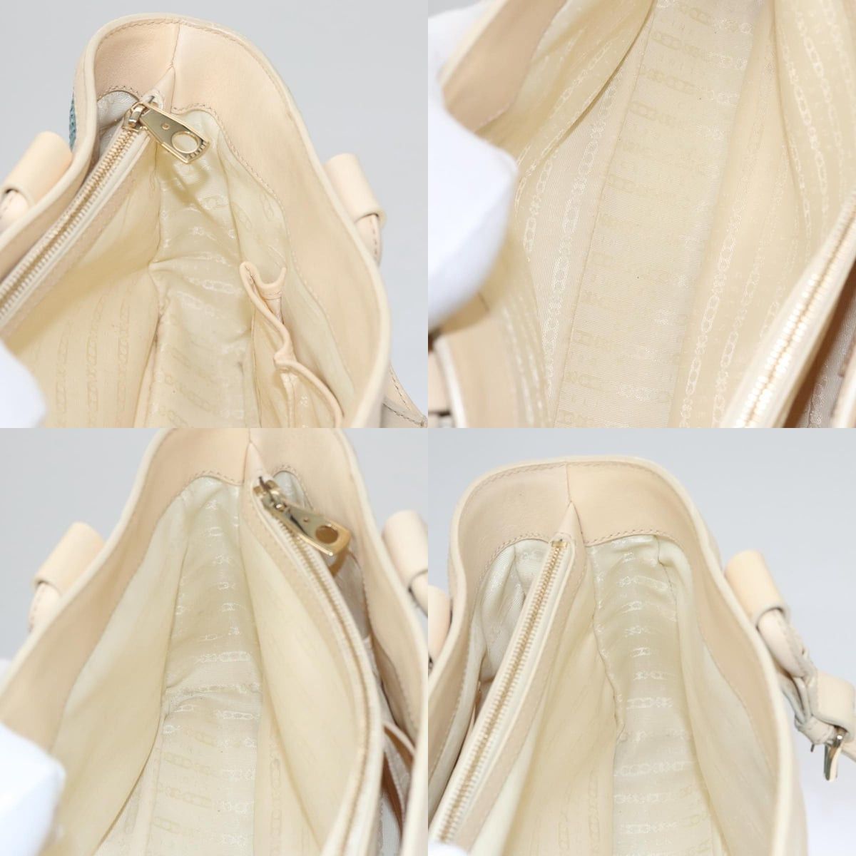 Celine CELINE Hand Bag Straw Leather Blue Cream Gold Size ONE SIZE - 12 Thumbnail
