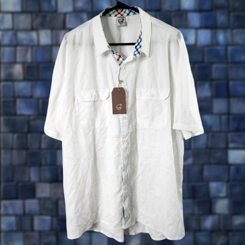 Vintage Hardaddy Mens XL Button-Up Shirt Short Sleeve Breathable Pockets White Size US XL / EU 56 / 4 - 1 Thumbnail