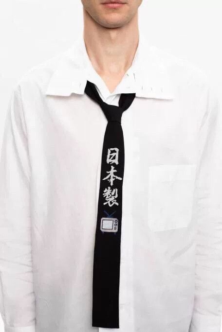 Yohji Yamamoto Yohji Yamamoto Pour Homme Embroidered Tie Size ONE SIZE - 1 Thumbnail