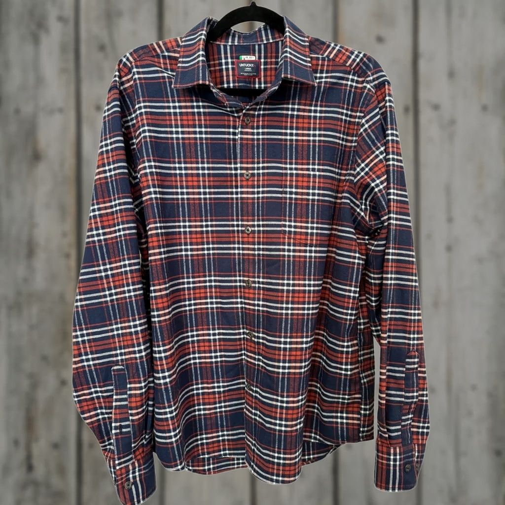 UNTUCKit UNTUCKit Shirt Men's Large Blue Red Long Sleeve Casual Flannel Button Down Size US L / EU 52-54 / 3 - 1 Thumbnail