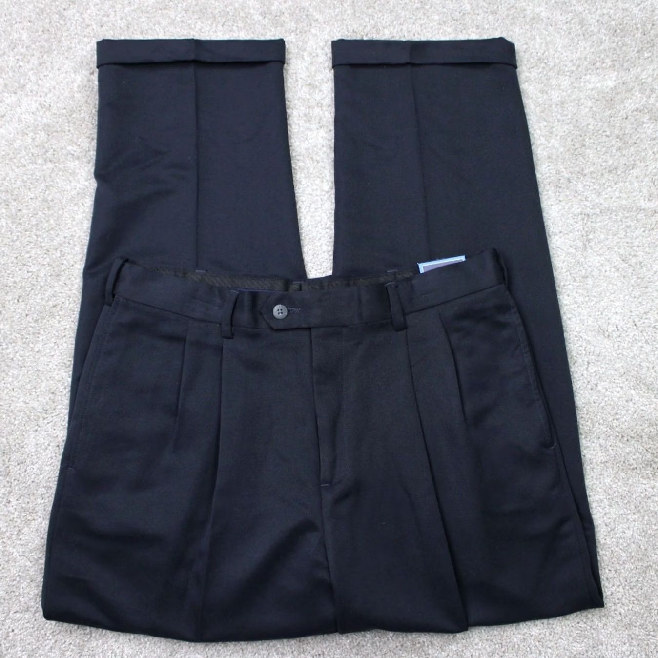 Croft & Barrow Croft & Barrow Pants Mens 33x30 Blue White Pleated Dress Pants Wrinkle Resistant Classic Slit Pocket Button Machine Washable 100% Polyester NWT Linen? Size US 33 - 2 Thumbnail