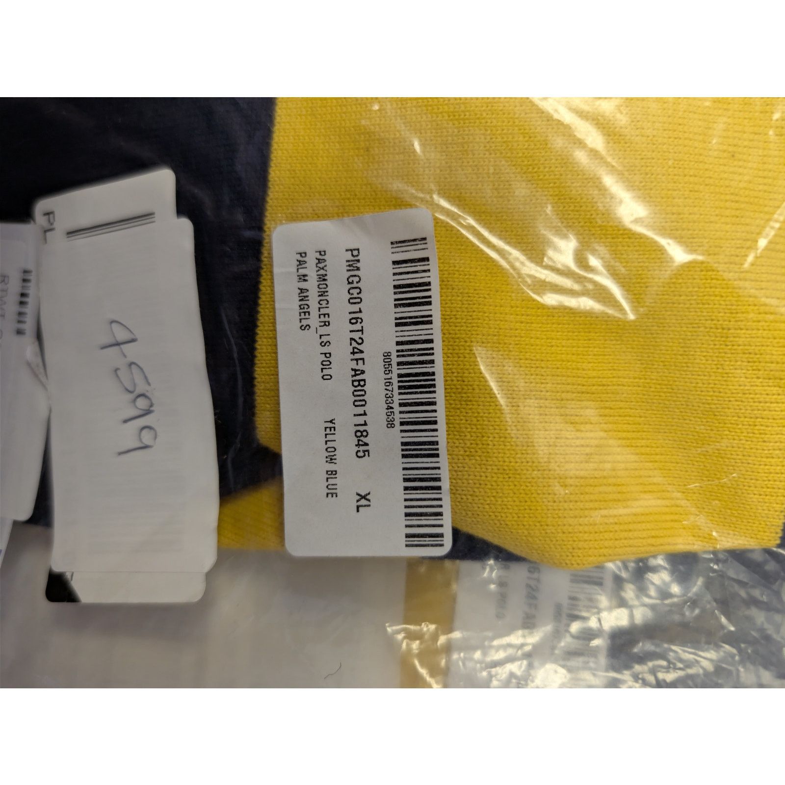 Moncler × Palm Angels o1rshd1 Striped Cotton Polo Shirt in Yellow / Blue Size US XL / EU 56 / 4 - 22 Thumbnail