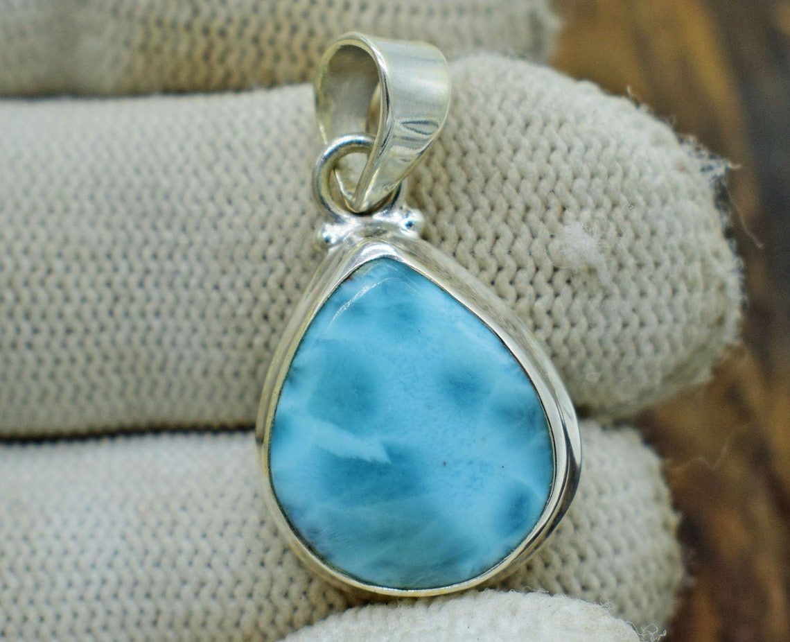 Handmade Genuine Larimar Pendant 925 Silver Pendant, Size ONE SIZE - 1 Thumbnail