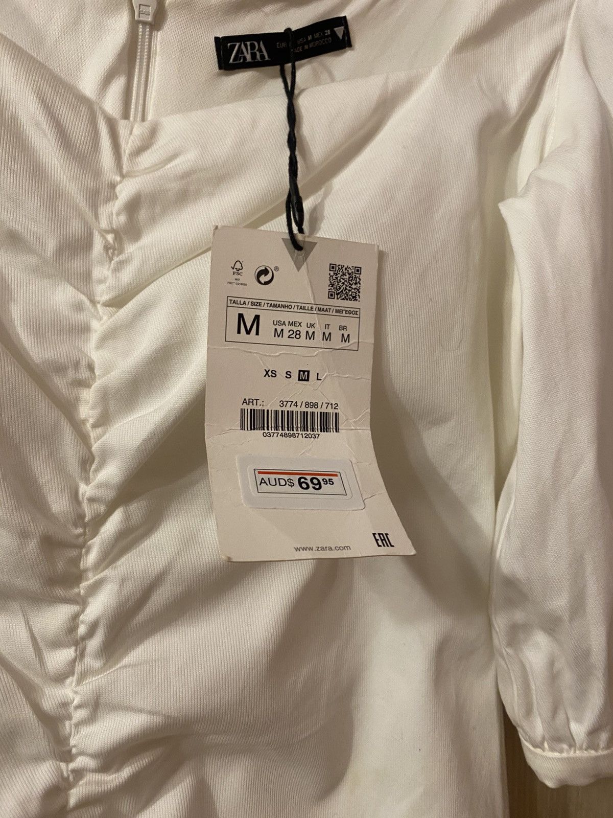 Zara ZARA White Mini Dress Puff Sleeve New Size M / US 6-8 / IT 42-44 - 2 Thumbnail