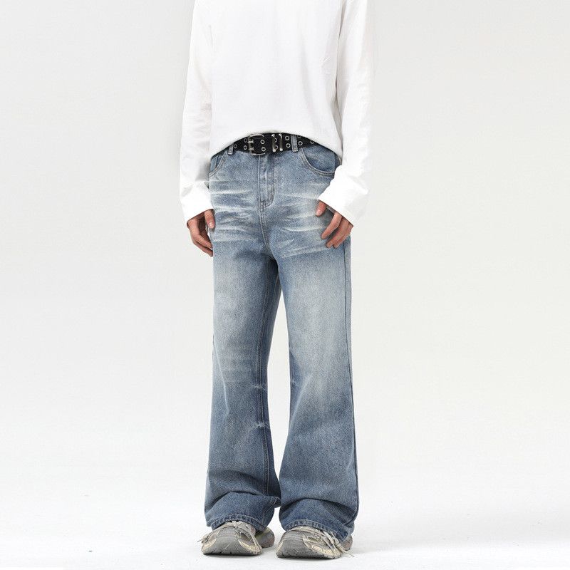 Vintage Men's wide-leg American straight loose lightning wash jeans Size US 32 / EU 48 - 2 Thumbnail