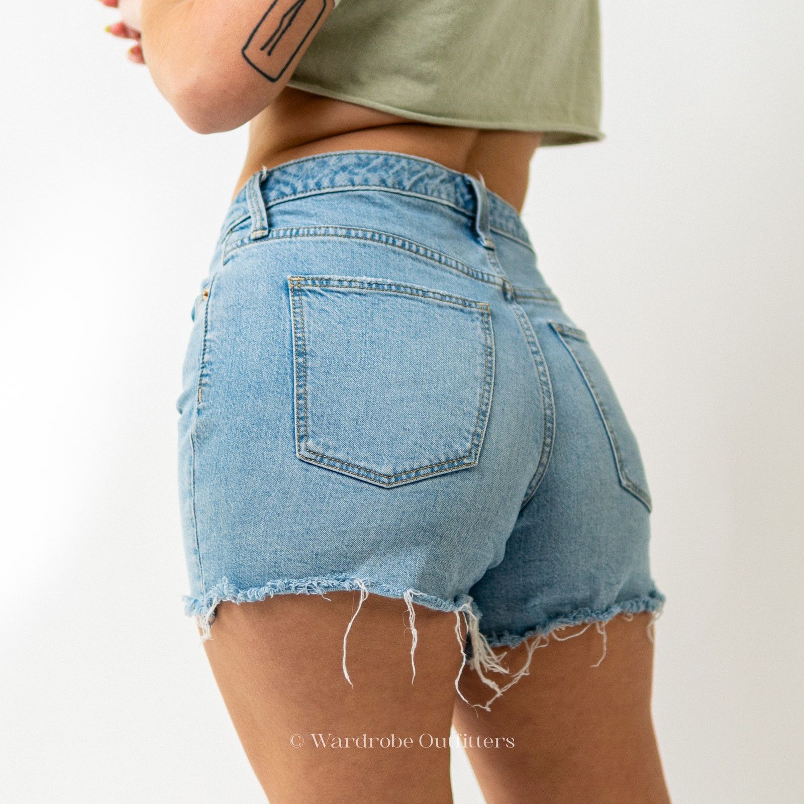 Designer Light Blue Jean High Rise Cutoff Shorts Size 27" / US 4 / IT 40 - 5 Thumbnail