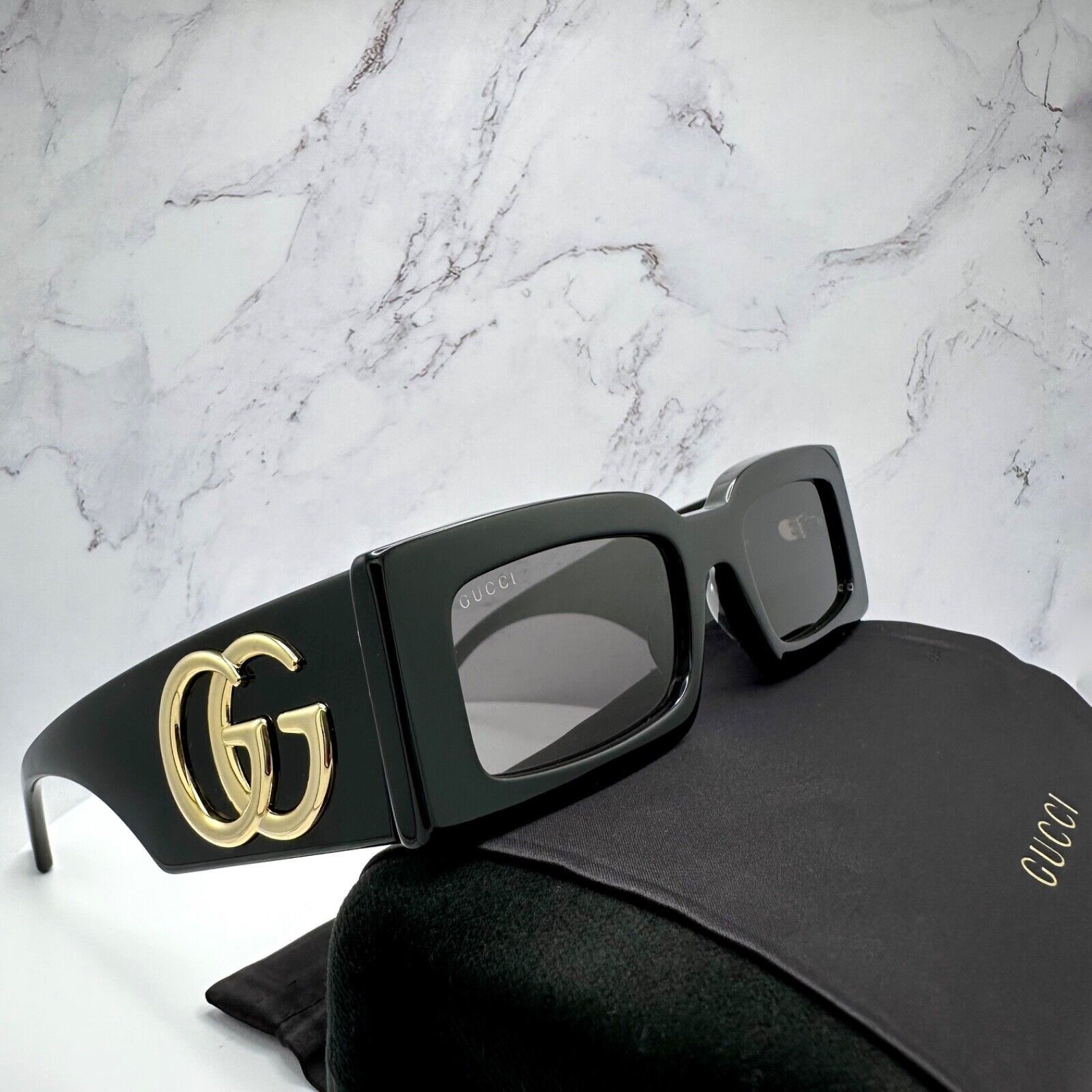 Gucci Sunglasses New Black Gold GG Logo Generation