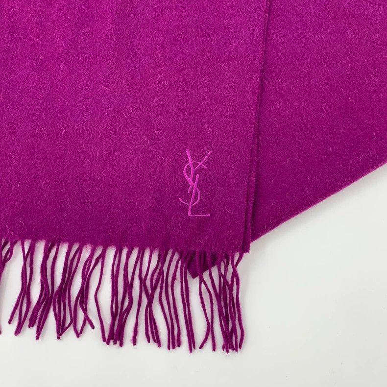 Saint Laurent Paris Saint Laurent Purple logo monogrammed embroidered wool frin Size ONE SIZE - 5 Thumbnail