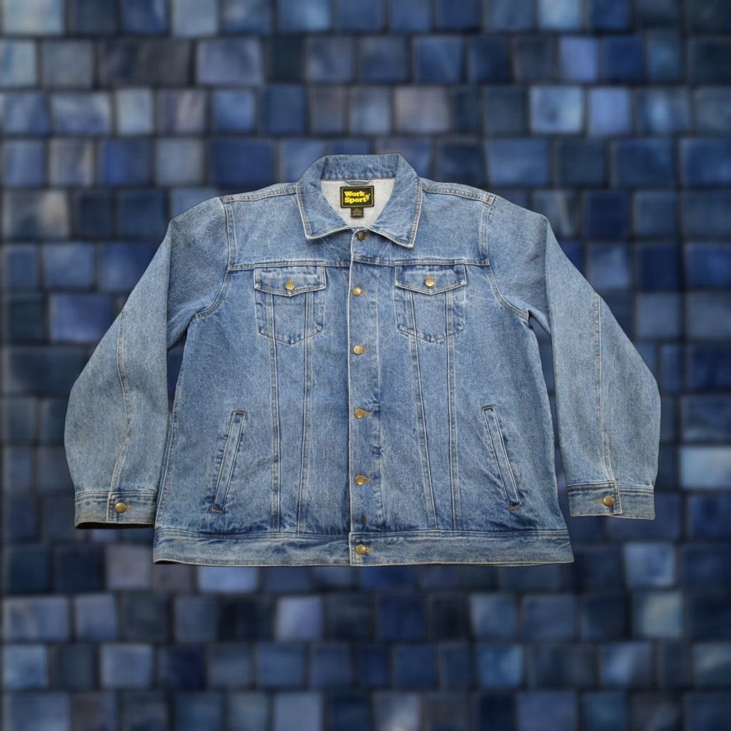 Denime VINTAGE Work n Sport Blue Denim Button Up Jacket Mens XLT Size Big & Tall Western Trucker Read Size US XL / EU 56 / 4 - 1 Thumbnail
