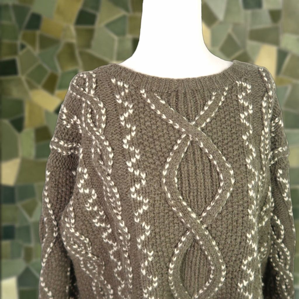 Vintage VINTAGE INC International Concepts Olive Green and Cream Wool Sweater M Size M / US 6-8 / IT 42-44 - 1 Thumbnail