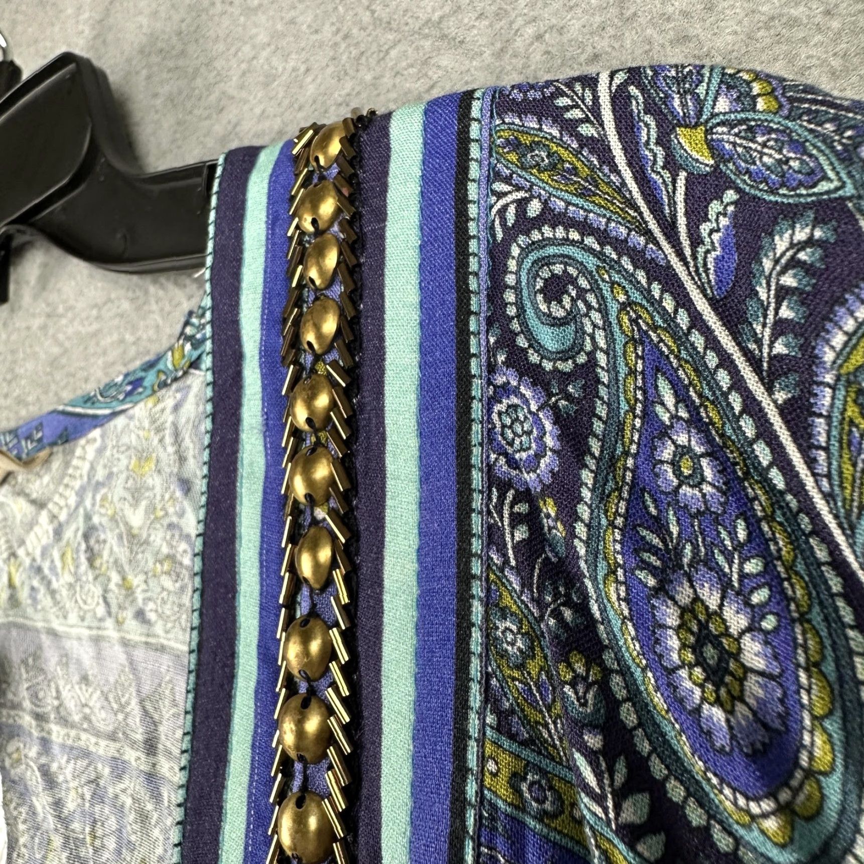 Soft Surroundings Soft Surroundings Jinda Kimono Jacket Womens L/XL Blue Paisley Beaded Boho NWT Size L / US 10 / IT 46 - 4 Thumbnail