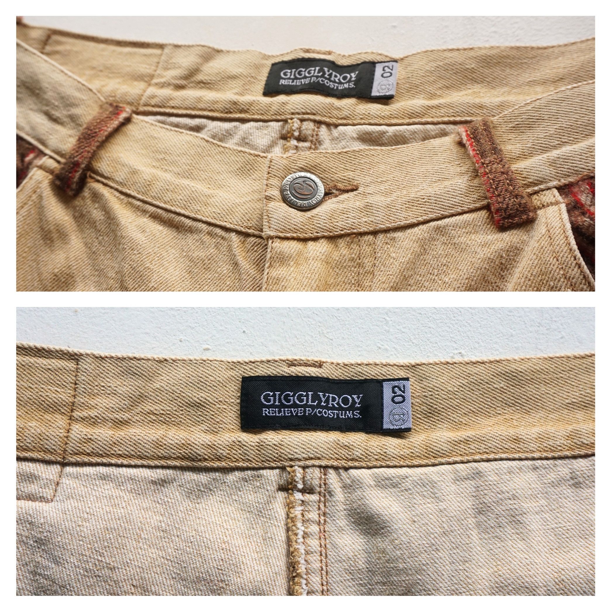 Japanese Brand GIGGLYROY Cotton & Wool Patchwork Jeans Size US 31 - 6 Thumbnail