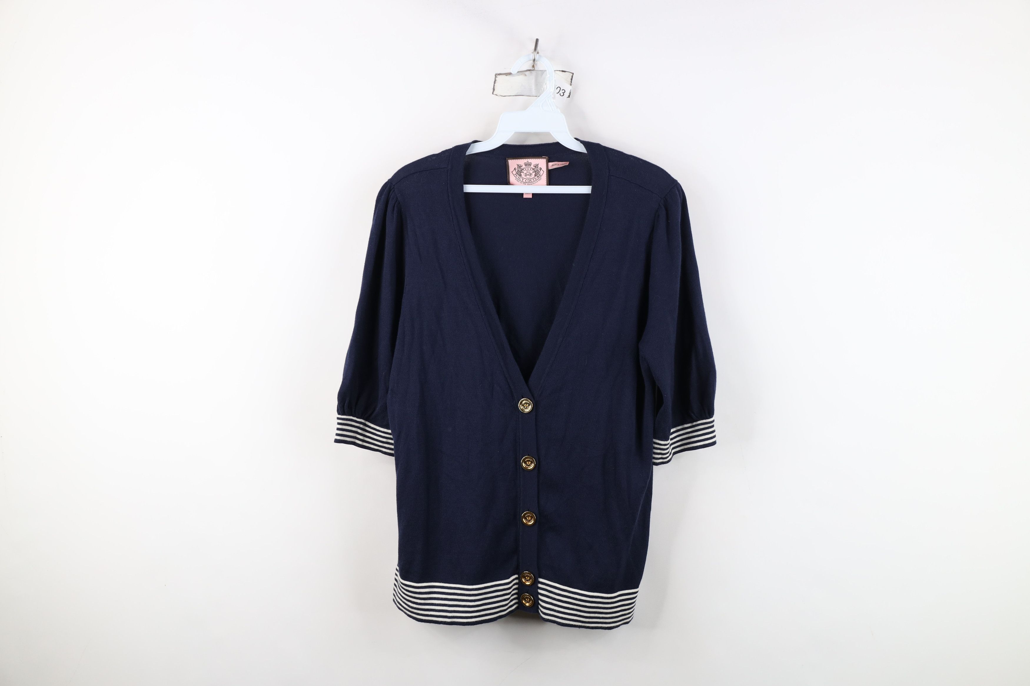 Juicy Couture Vtg 90s Y2K Juicy Couture 3/4 Sleeve Knit Cardigan Sweater Size XL / US 12-14 / IT 48-50 - 1 Thumbnail