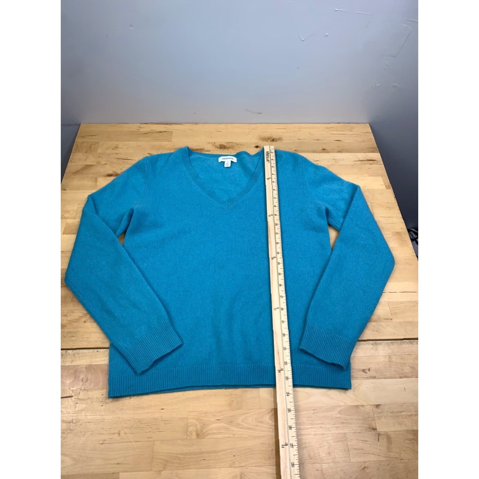 Nordstrom Nordstrom Casmere Sweater Womens Teal S Pullover V Neck 12204 Size S / US 4 / IT 40 - 3 Thumbnail