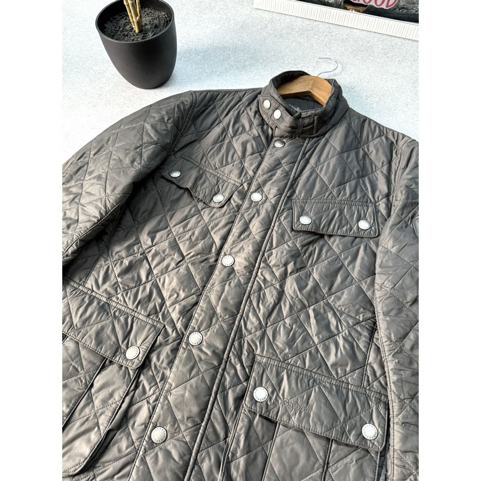 Barbour Barbour Barbour Axel Jacket Mens Quilted Gray M Motorcycle Casual Biker 90s Y2K Outdoor Designer Style Jacket Size US M / EU 48-50 / 2 - 5 Thumbnail