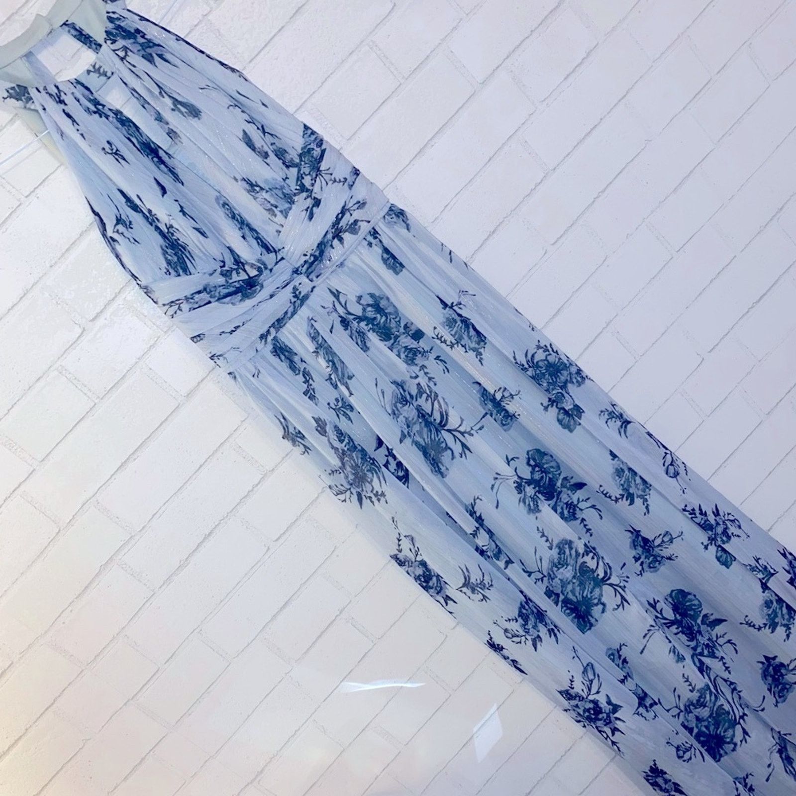 Marchesa Marchesa Notte $395 Carrara Blue Bridesmaid Floral Gown 6 Size M / US 6-8 / IT 42-44 - 3 Thumbnail