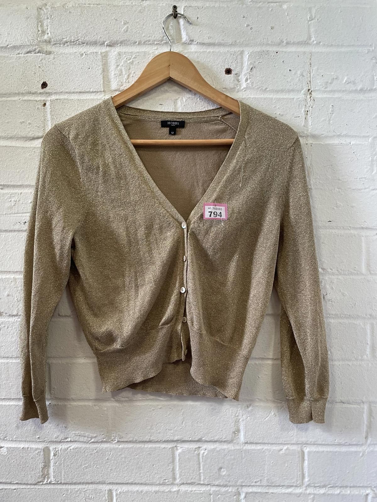 Express Express Women's Gold Metallic V-Neck Cardigan Sweater Size S / US 4 / IT 40 - 2 Thumbnail