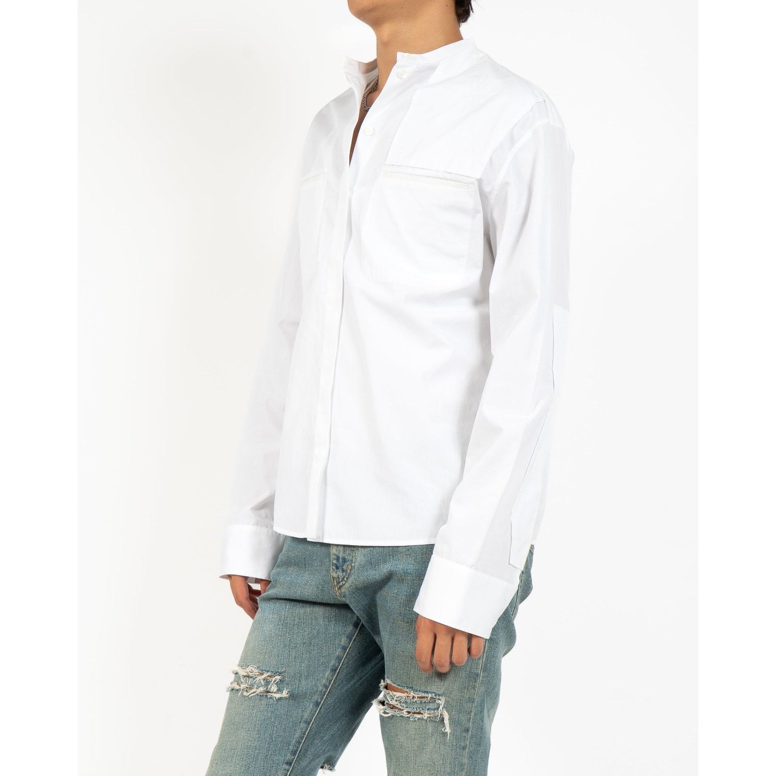 Haider Ackermann FW18 Mandarin Military Shirt in White Cotton Size US S / EU 44-46 / 1 - 5 Thumbnail