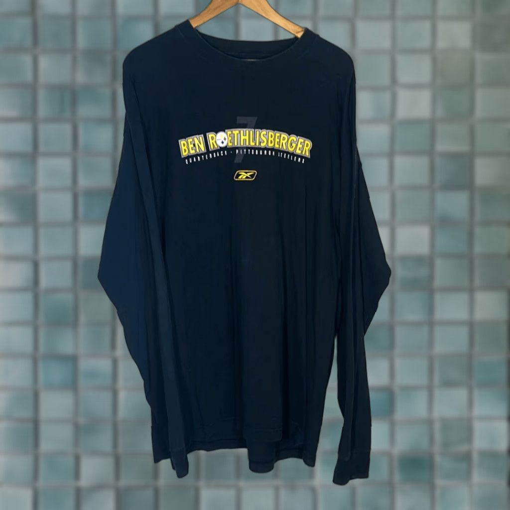 Reebok Reebok Shirt Mens XL Black Multicolor Pittsburgh Steelers NFL Football Quarterback Ben Roethlisberger #7 Size US XL / EU 56 / 4 - 1 Thumbnail