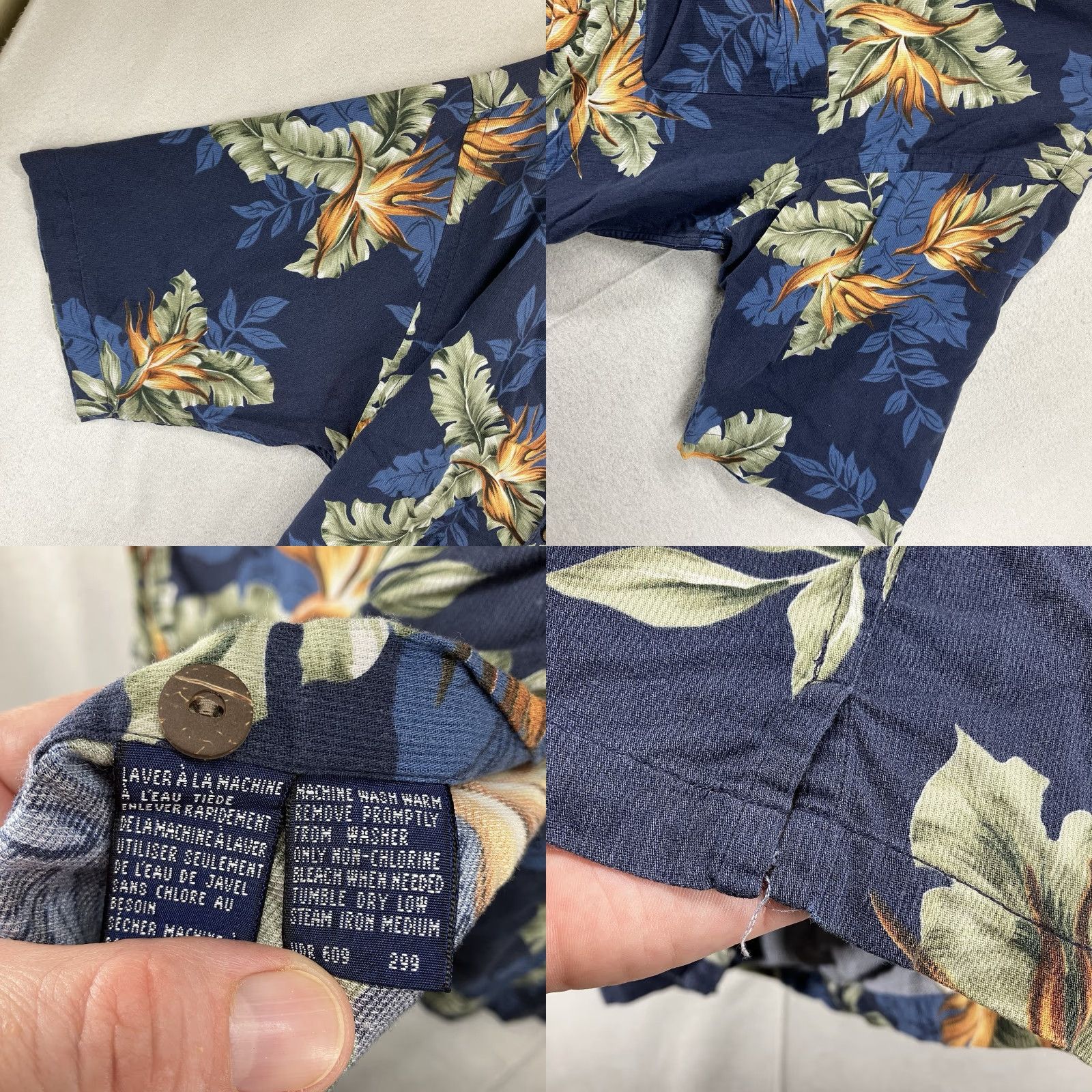 Nautica Nautica Floral Button-Up Shirt Mens XL Blue Short Sleeve Casual Cotton Blend Size US XL / EU 56 / 4 - 8 Thumbnail