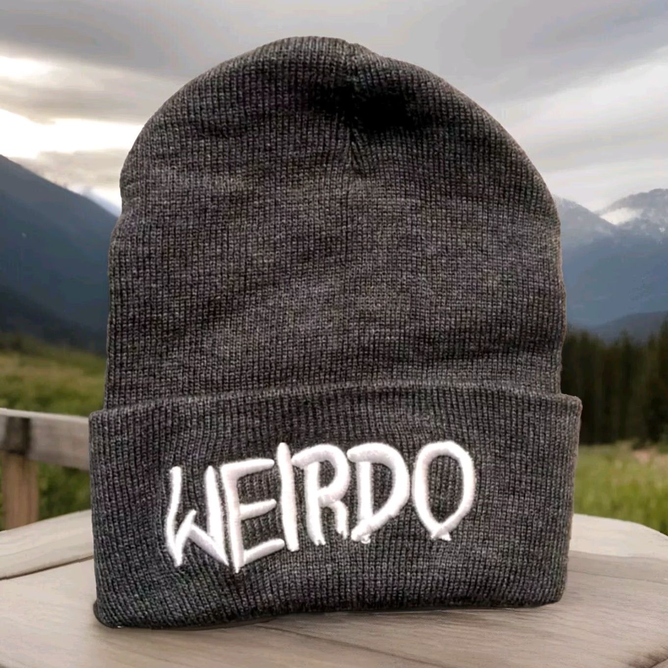 Vintage VINTAGE Weirdo- knit cap - beanie hat - Grey Heavy Warm Stretch Comfortable Size ONE SIZE - 2 Thumbnail