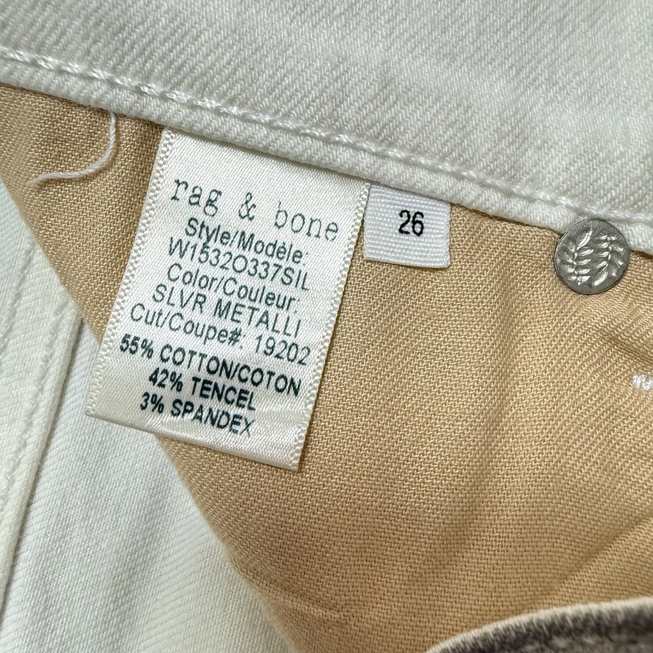 Rag & Bone Rag & Bone Metallic Silver Skinny Jeans (26) Asymmetric Size 26" / US 2 / IT 38 - 8 Thumbnail