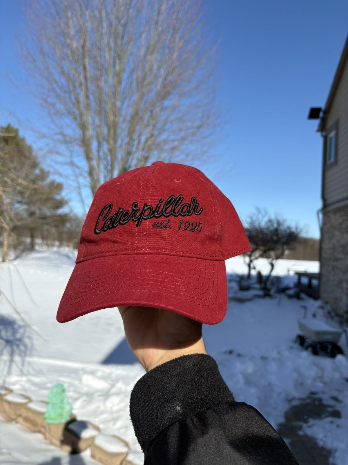 Caterpillar CAT Caterpillar Vintage 90s Hat Cap Strapback Script OSFA Size ONE SIZE - 1 Thumbnail