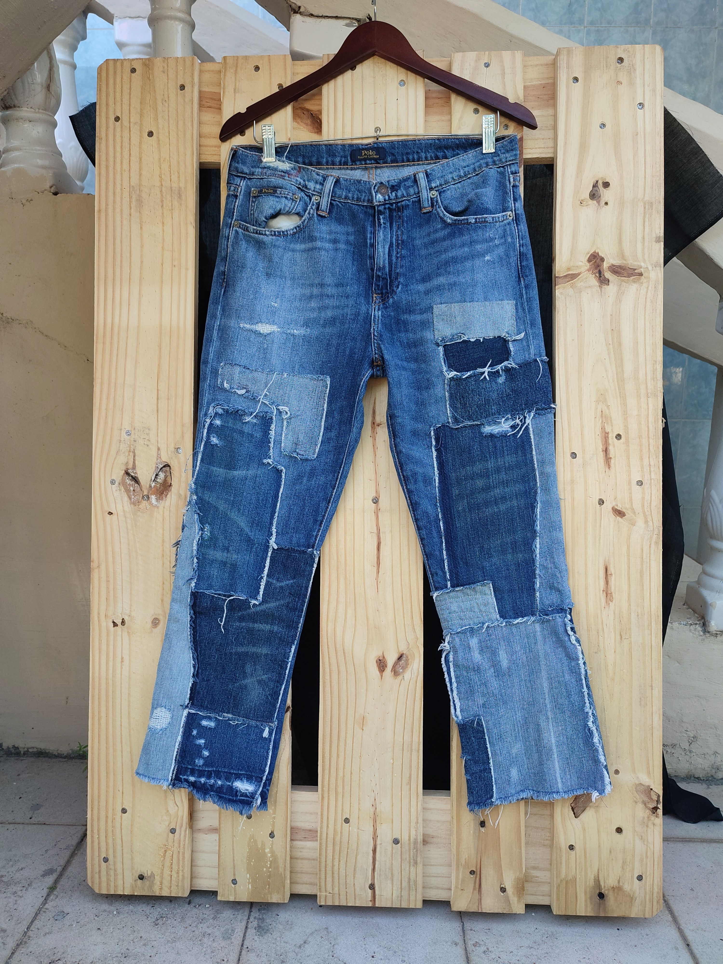 Polo Ralph Lauren POLO RALPH LAUREN CHRYSTIE PATCHWORK FLARE JEANS Size 29" - 1 Thumbnail