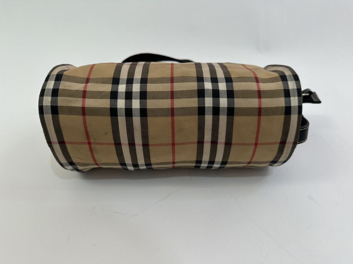 Burberry BURBERRY Black/Beige House Check Canvas Leather Barrel Bag Size ONE SIZE - 4 Thumbnail
