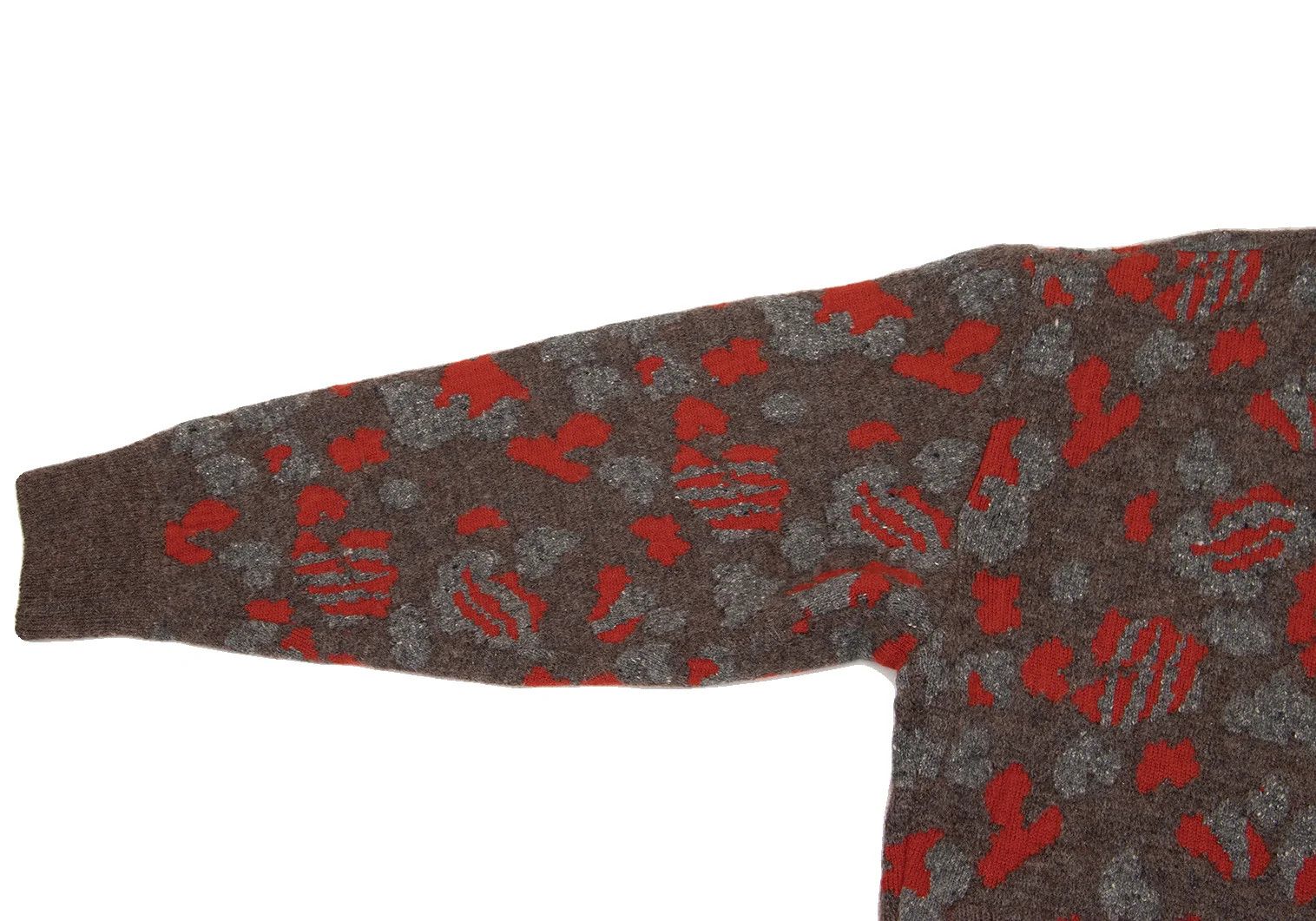 Issey Miyake Silk Blend Wool Jacquard Knit Jacket in Brown and Red Size US M / EU 48-50 / 2 - 5 Thumbnail