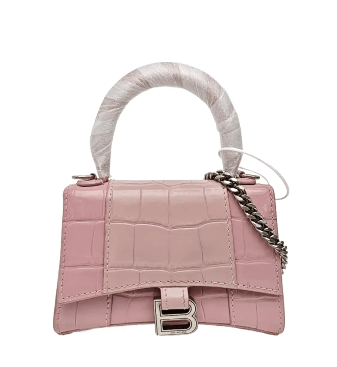 Balenciaga BALENCIAGA Hourglass mini light pinkcowhide leather crocodile shoulder bag handb Size ONE SIZE - 1 Thumbnail